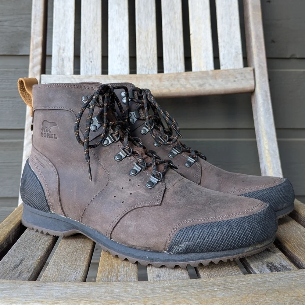 Sorel Men's Ankeny Mid Hiker Boot Brown Leather Size 14